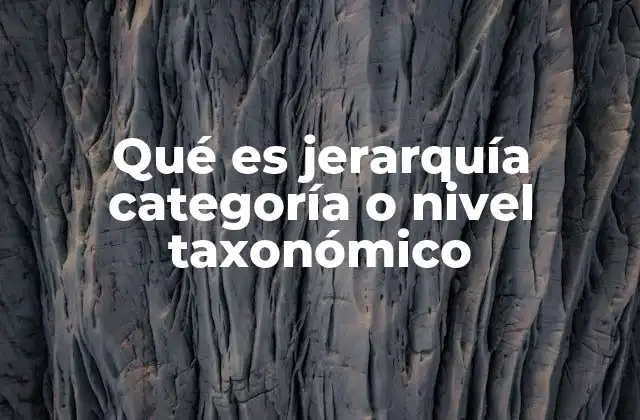 Qué es Jerarquía Categoría o Nivel Taxonómico