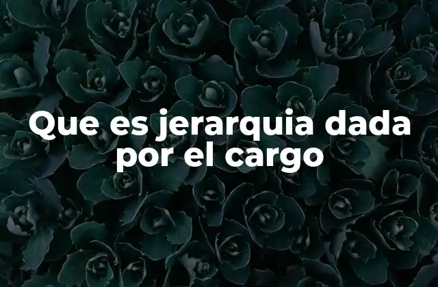 Que es Jerarquia Dada por el Cargo
