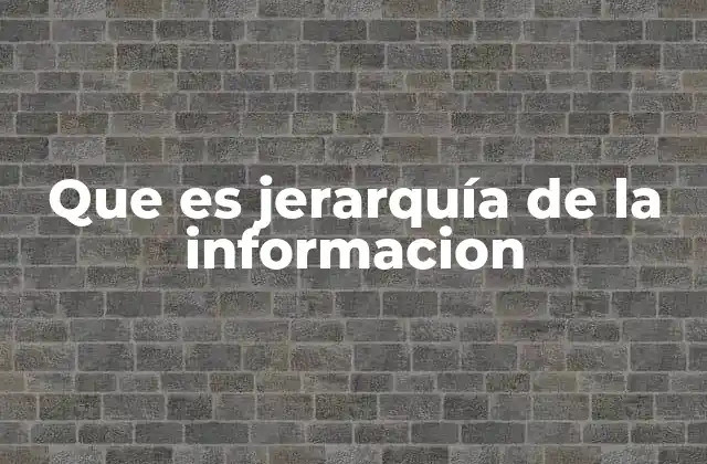 Que es Jerarquía de la Informacion