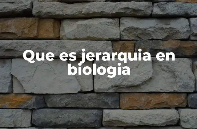 Que es Jerarquia en Biologia