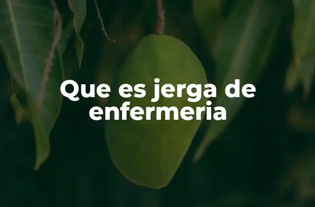 Que es Jerga de Enfermeria