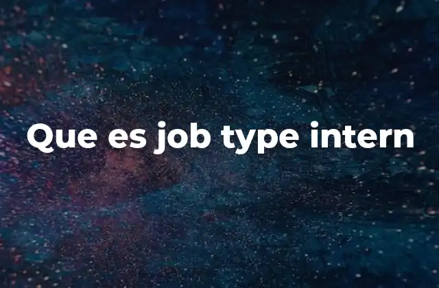 Que es Job Type Intern