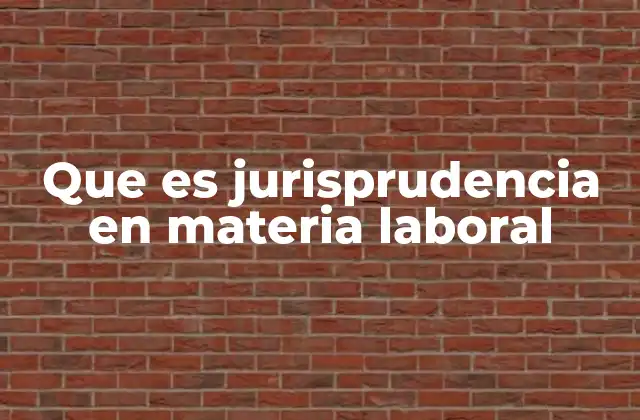 Que es Jurisprudencia en Materia Laboral