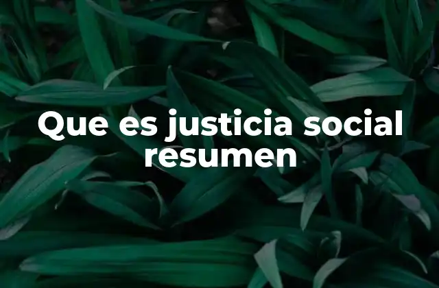 Que es Justicia Social Resumen