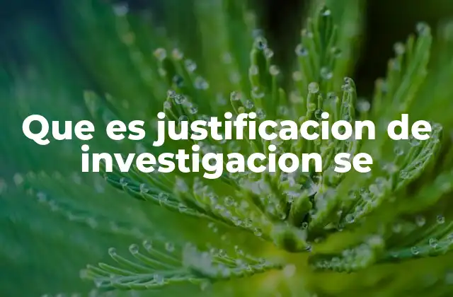 Que es Justificacion de Investigacion Se