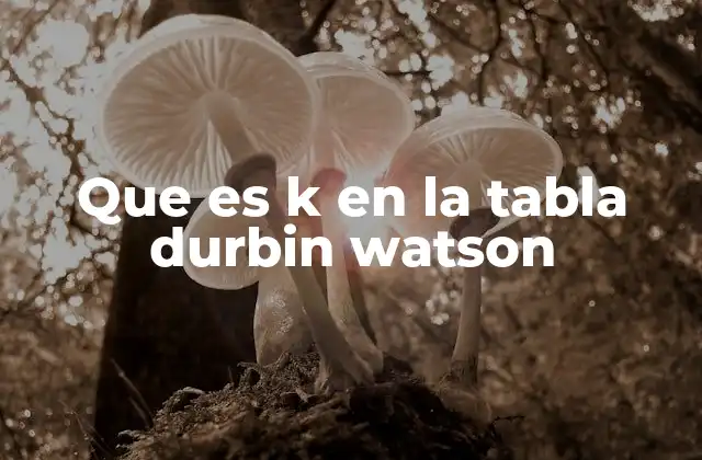 Que es K en la Tabla Durbin Watson