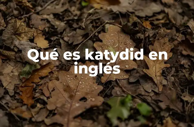 Qué es Katydid en Inglés
