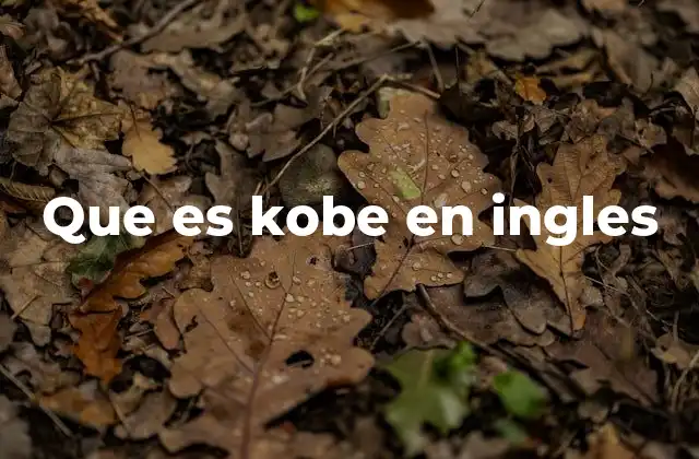 Que es Kobe en Ingles