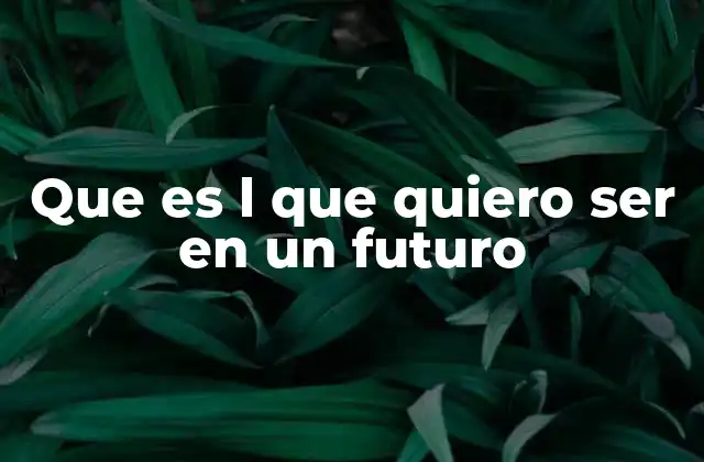 Que es L que Quiero Ser en un Futuro