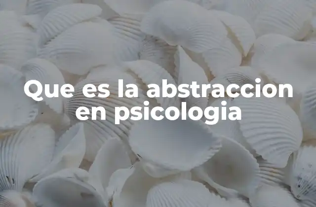 Que es la Abstraccion en Psicologia