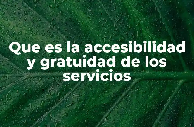 Que es la Accesibilidad y Gratuidad de los Servicios