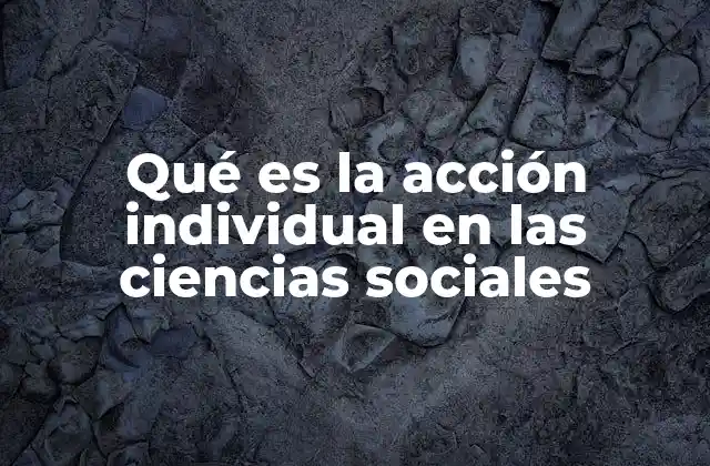Qué es la Acción Individual en las Ciencias Sociales