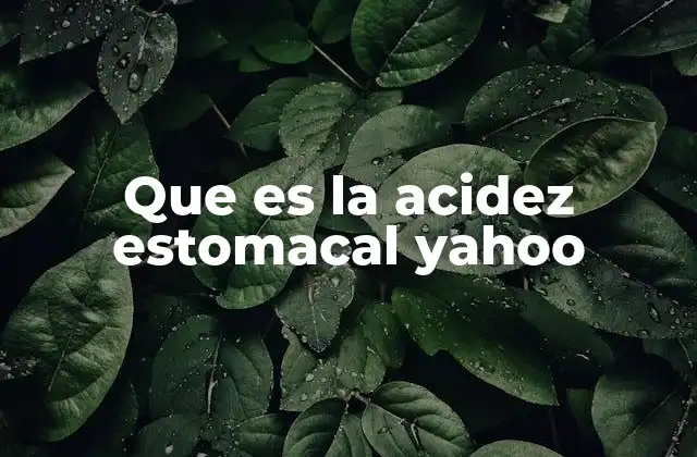 Que es la Acidez Estomacal Yahoo