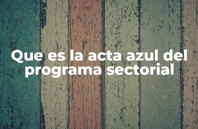Que es la Acta Azul Del Programa Sectorial
