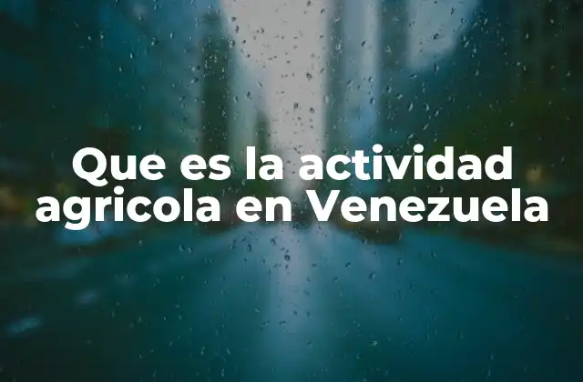 Que es la Actividad Agricola en Venezuela