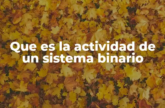 Que es la Actividad de un Sistema Binario