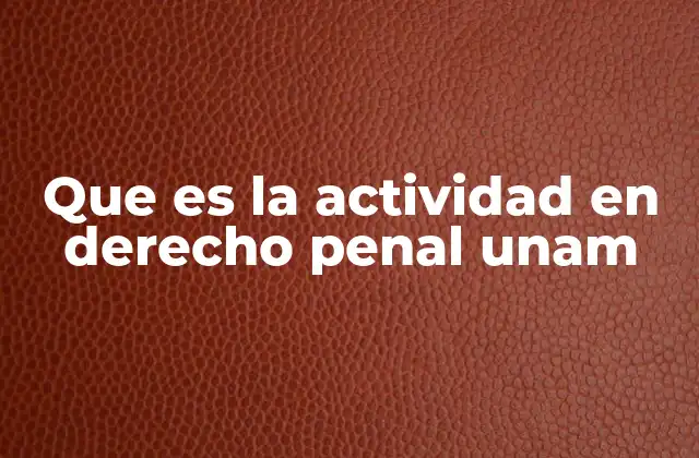 Que es la Actividad en Derecho Penal Unam
