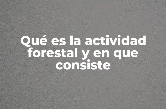 Qué es la Actividad Forestal y en que Consiste