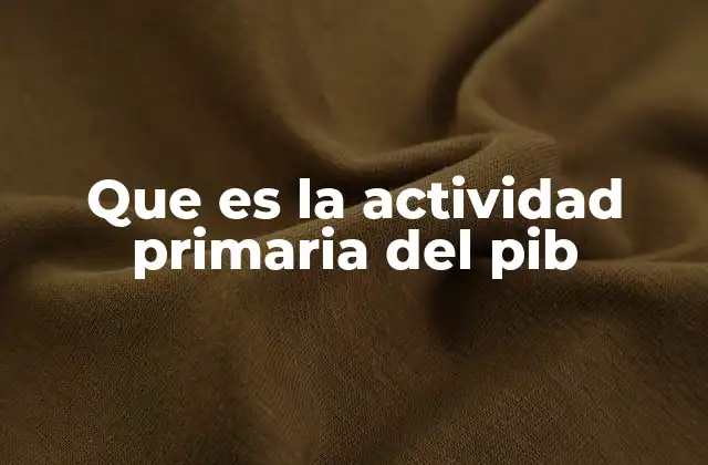 Que es la Actividad Primaria Del Pib