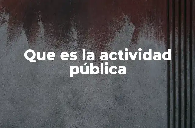 Que es la Actividad Pública