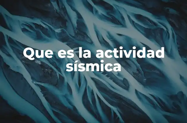 Que es la Actividad Sísmica