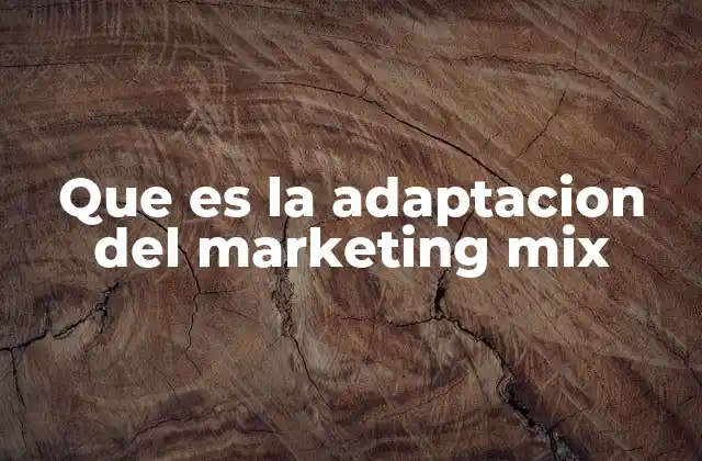 Que es la Adaptacion Del Marketing Mix
