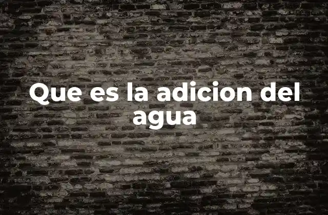 Que es la Adicion Del Agua