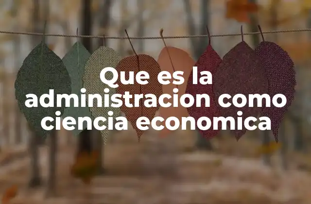 Que es la Administracion como Ciencia Economica