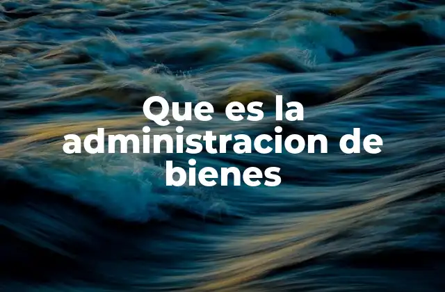 Que es la Administracion de Bienes