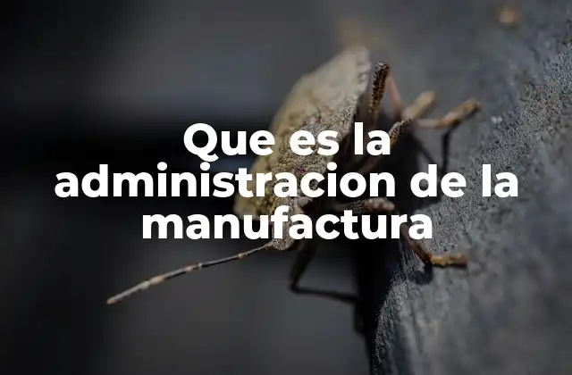 Que es la Administracion de la Manufactura