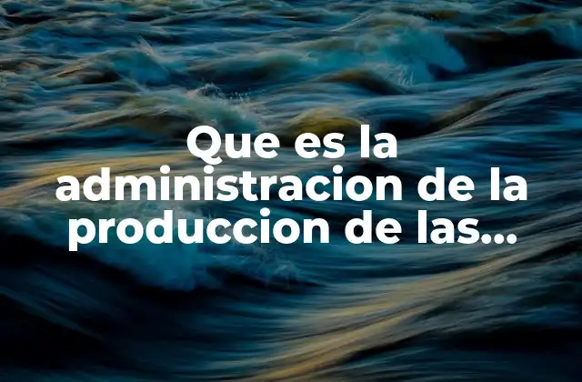 Que es la Administracion de la Produccion de las Operaciones