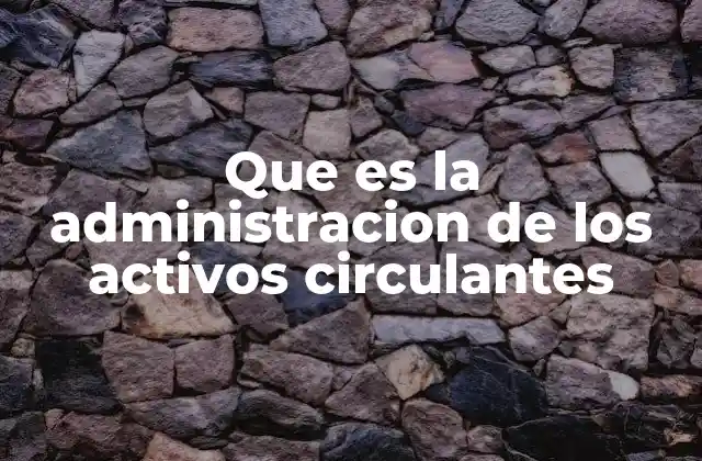 Que es la Administracion de los Activos Circulantes