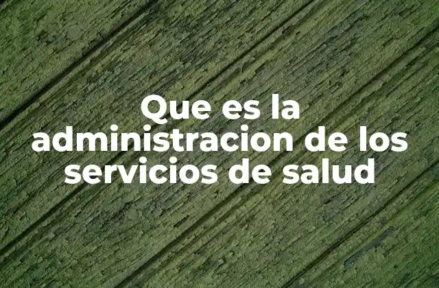 Que es la Administracion de los Servicios de Salud