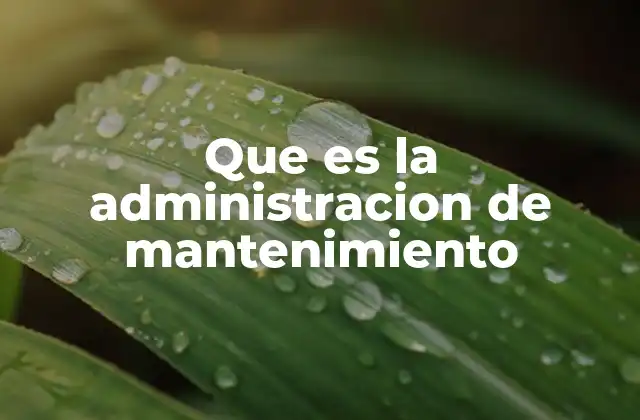 Que es la Administracion de Mantenimiento