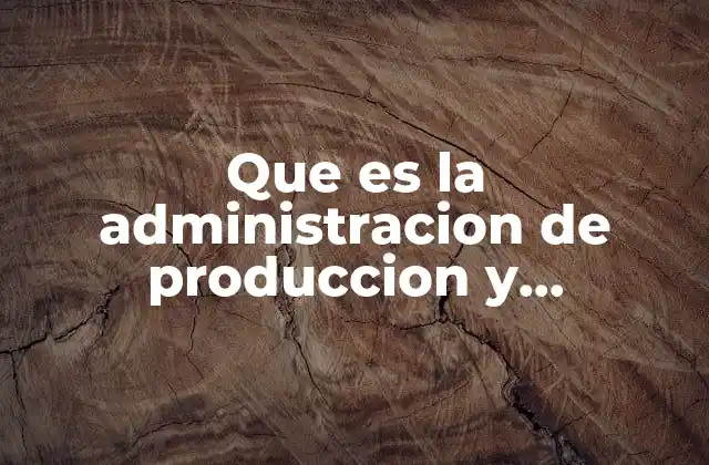 Que es la Administracion de Produccion y Operaciones