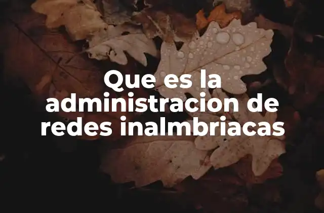 Que es la Administracion de Redes Inalmbriacas