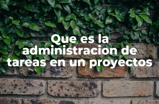 Que es la Administracion de Tareas en un Proyectos