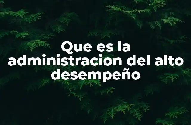 Que es la Administracion Del Alto Desempeño