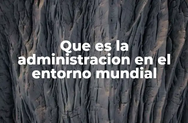 Que es la Administracion en el Entorno Mundial