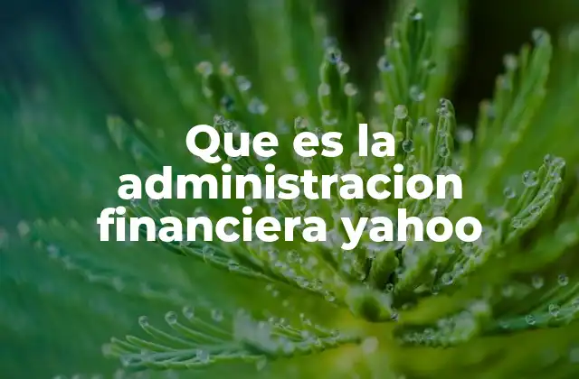 Que es la Administracion Financiera Yahoo