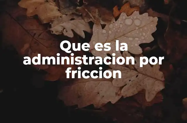 Que es la Administracion por Friccion