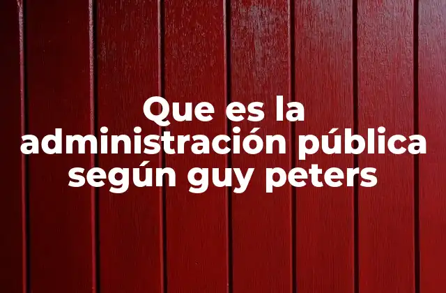 Que es la Administración Pública según Guy Peters