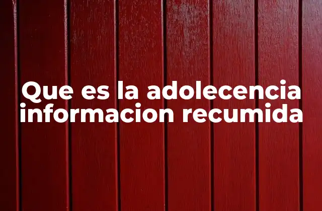 Que es la Adolecencia Informacion Recumida