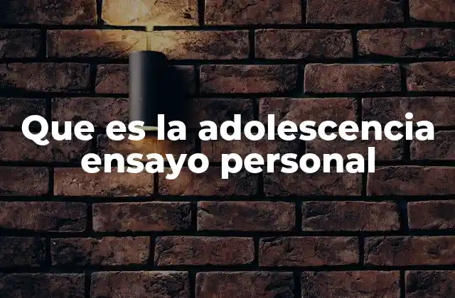 Que es la Adolescencia Ensayo Personal