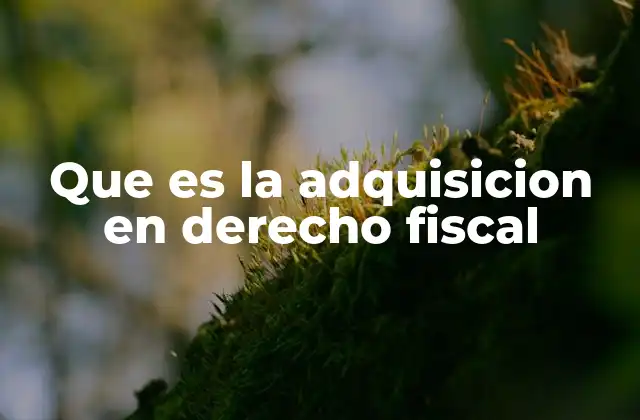Que es la Adquisicion en Derecho Fiscal