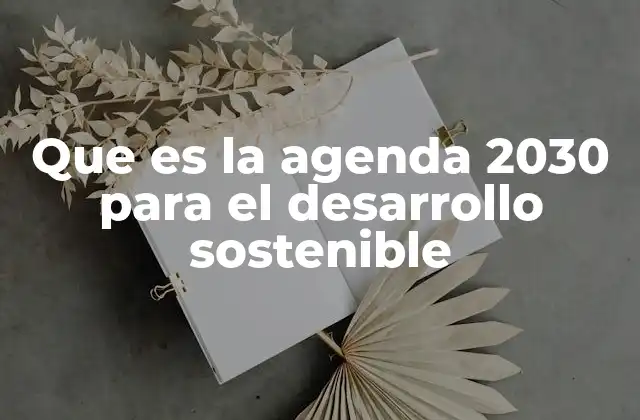 Que es la Agenda 2030 para el Desarrollo Sostenible