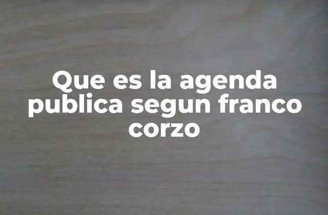 Que es la Agenda Publica Segun Franco Corzo