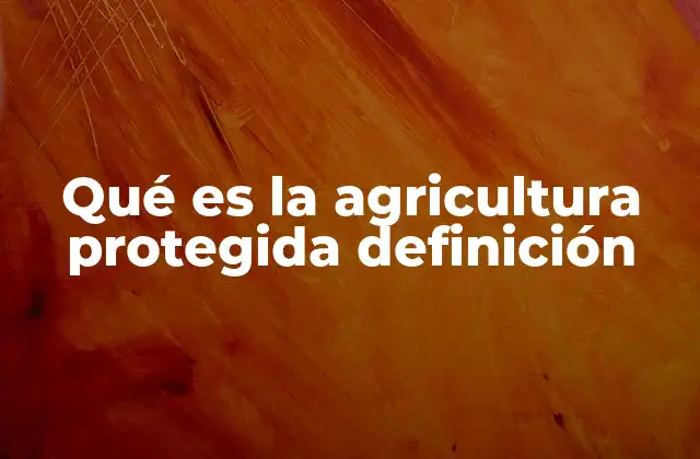 Qué es la Agricultura Protegida Definición