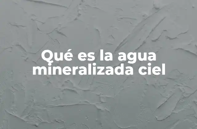 Qué es la Agua Mineralizada Ciel
