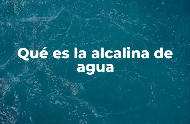 Qué es la Alcalina de Agua